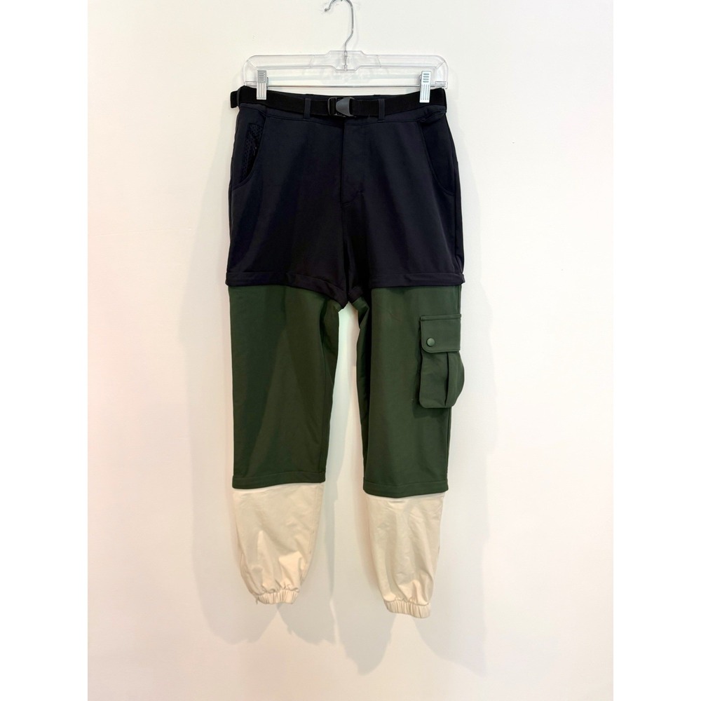 Outdoor Voices RecTrek Zip Off Pants XS Green Black Colorblock Cargo Stretch